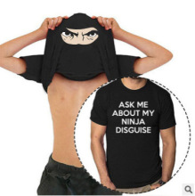 2025外贸ASK ME ABOUT MY NINJA DISGUISE圆领男短袖创意恶搞T恤