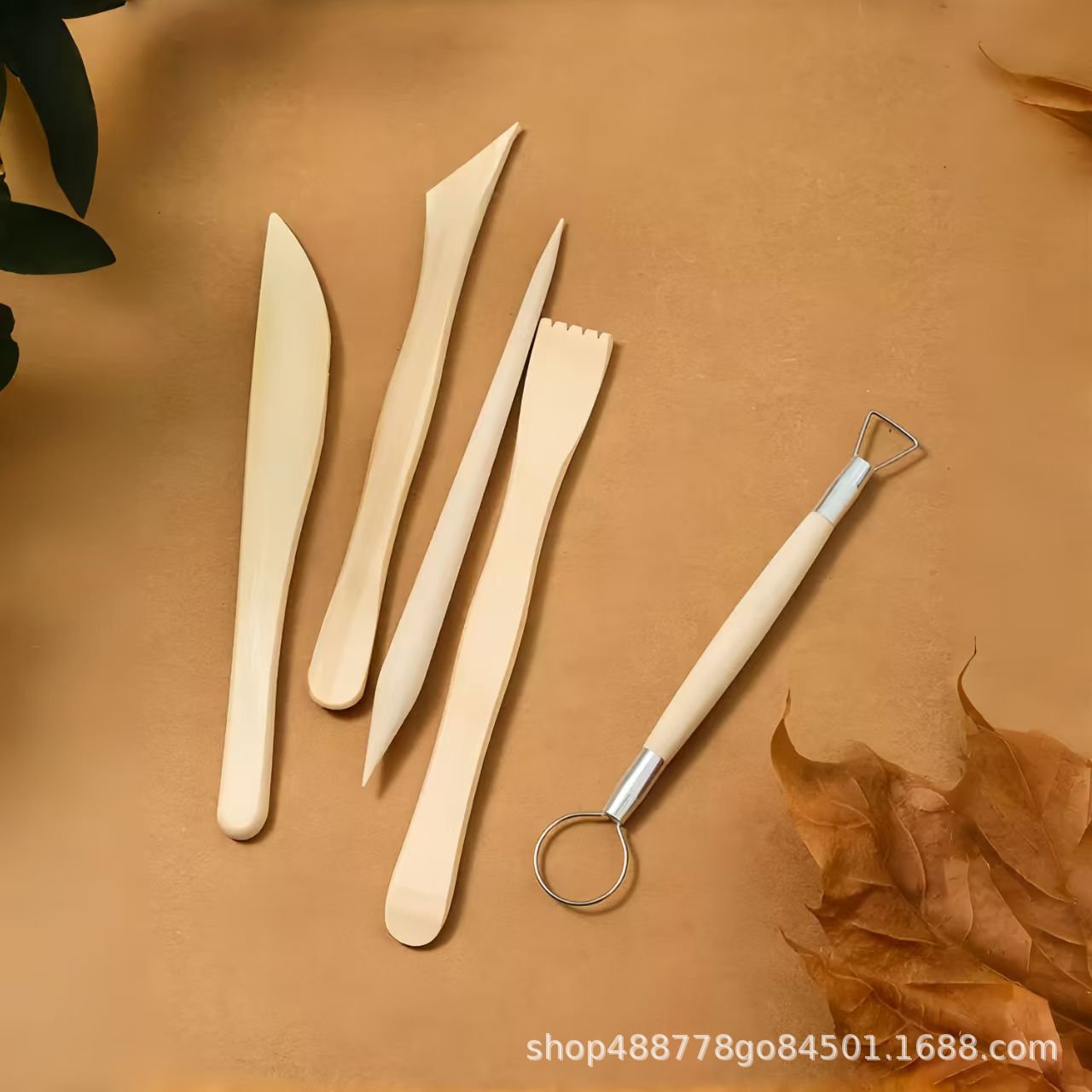 Herramientas cerámicas directas de 5 piezas de madera sólida de 5 piezas de herramientas de fabricación de cerámica de arcilla de cerámica herramientas de escultura de arcilla