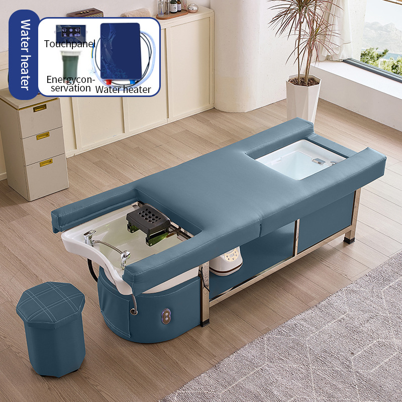 Cama eléctrica elevadora multifuncional para salón de belleza, cama de lavado de cabello, cama de masaje para terapia de cabeza, cama de masaje y cama de fumigación para circulación de agua