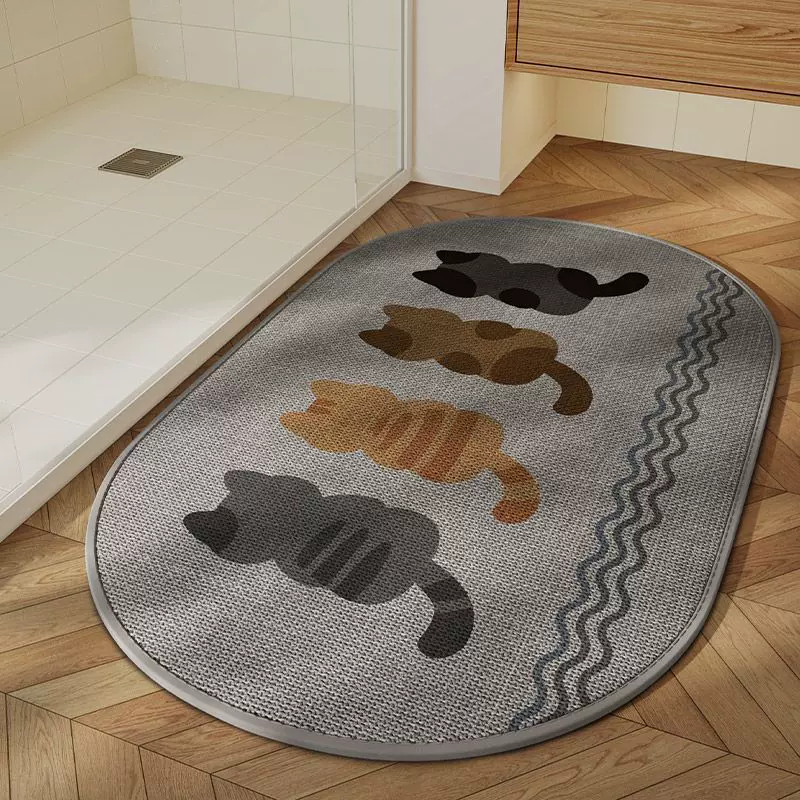 惠途浴室编织地垫吸水耐脏防滑客厅卧室仿亚麻编织印花垫椭圆方型