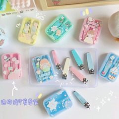 Korean ins girly heart nail scissors cute cartoon small nail clippers two-piece set creative manicure tools