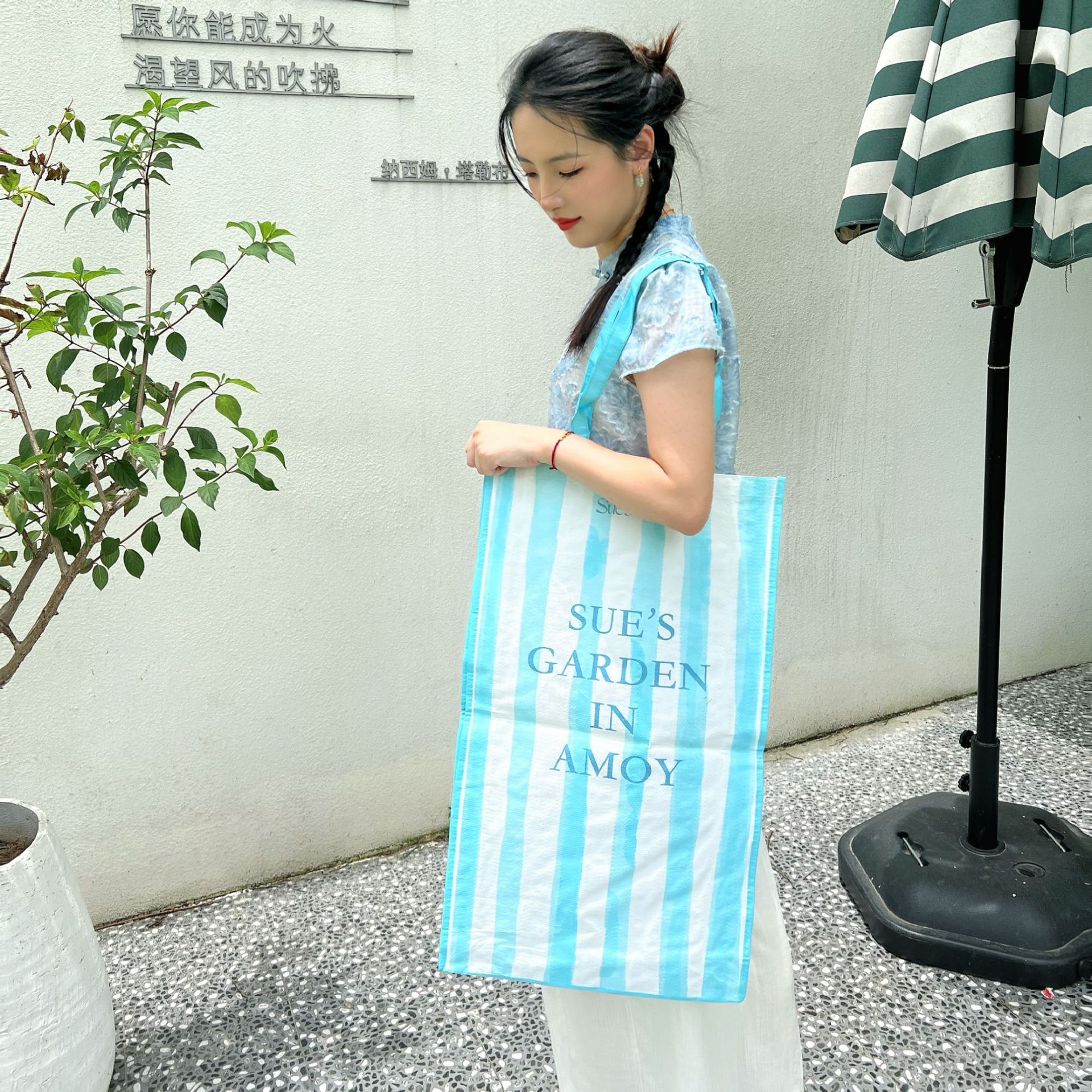 透明手提编织袋超市购物收纳袋跨境汽车展会宣传袋网红覆膜礼品袋