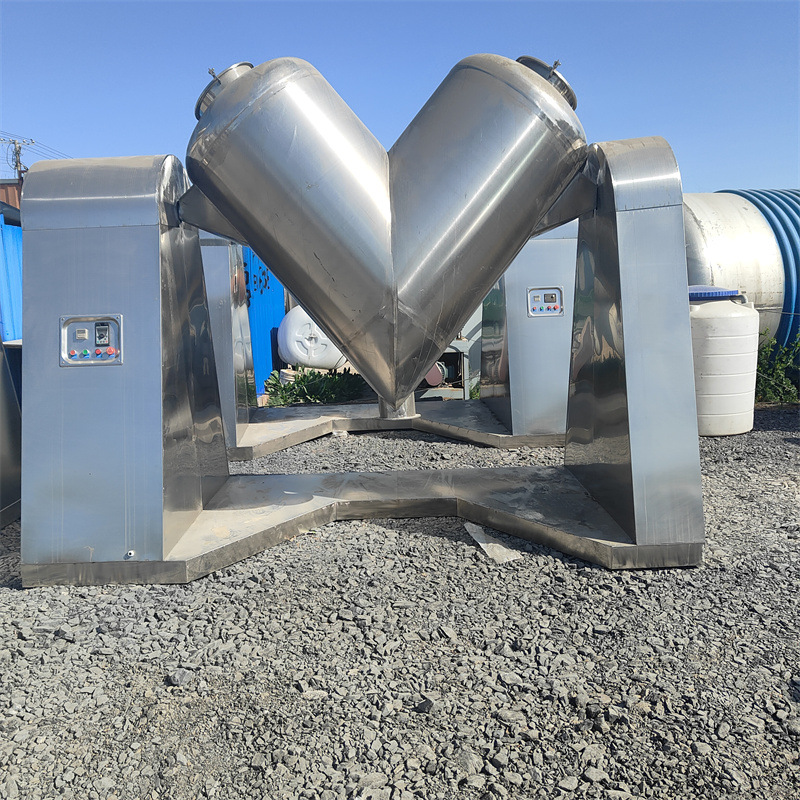 回收二手不锈钢V型混合机  立式真空混合设备  化工颗粒混料机