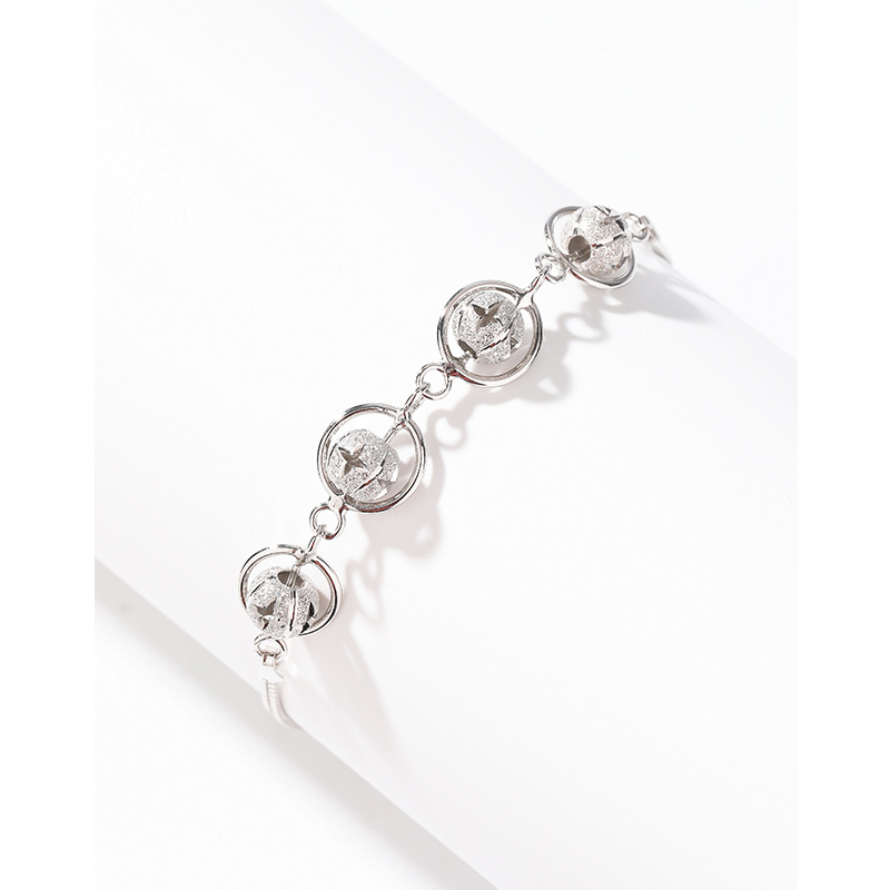 S925 plata esterlina esmerilado pulsera de cuentas para mujeres ins simple luz de lujo nicho diseño exquisito de alto grado novias pulsera