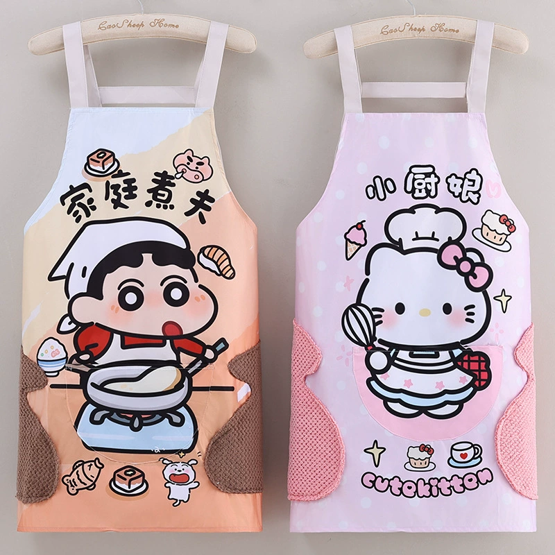 Водонепроницаемый фартук с рисунком для взрослых на кухне, фартук с ремешком, который можно протирать вручную для работы в ресторане, фартук с защитой от обрастания и масла для домашнего использования.
