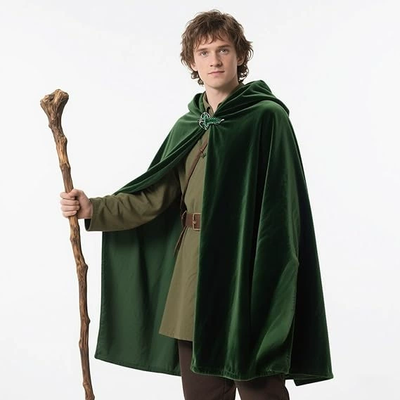 S-Средневековый плащ хоббита, плащ эльфа с капюшоном эпохи Возрождения, бархатный плащ «Властелин колец»