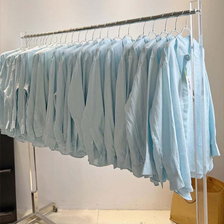 Chao Recommends! so Comfortable! Sky Blue Linen Cool Shirt Women's 2025 Summer Lazy Sun Protection Top Chao Recommends! so Comfortable! Sky Blue Linen Cool Shirt Women's 2025 Summer Lazy Sun Protection Top