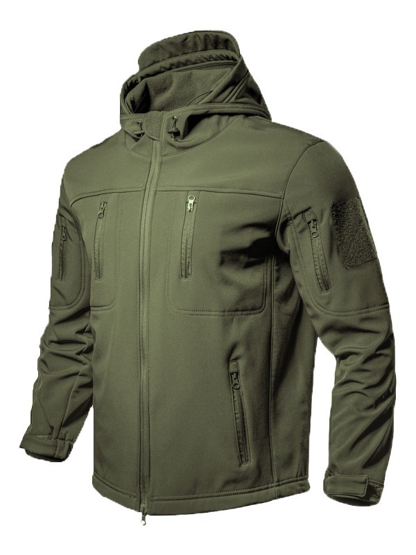 Táctica de invierno abrigo de cáscara suave al aire libre impermeable a prueba de viento con terciopelo calentador traje de montaña