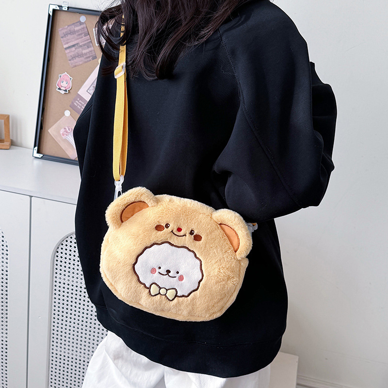 メーカー直売春新作アニメぬいぐるみ熊刺繍ショルダーバッグ可愛い少女心醜い萌え斜めショルダーバッグ女|undefined