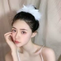 侧边少女白色毛毛发卡