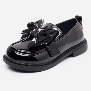 Women's Shoes 2023 Spring and Autumn New Black Single Shoes Tassel Princess Leather Shoes Little Girl Big Boy Soft Sole Leather Shoes