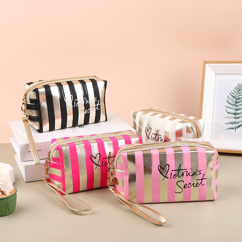High-Looking Stripesd Pu Toiletry Bag, Multi-Functional Travel Bag, Waterproof Large-Capacity Cosmetics Bag, Mini Can Be Carried with You