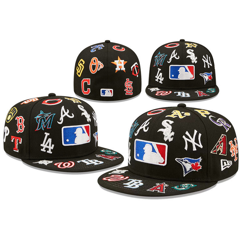 Cross - Border 2025 nuevo sombrero de béisbol MLB de comercio exterior AA patrón de sombrero de borde plano sombrero de baloncesto con aleros grandes image 40