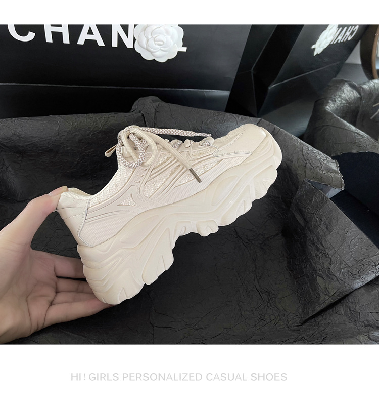 Spring Hot-Selling Dad For Women Fashionable Comfortable Thick-Soled Height-Increasing Sneakers Casual Versatile White_vogvips.com