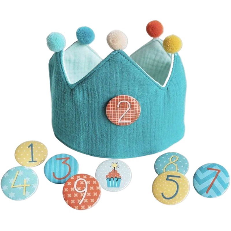 Children's baby birthday hat ball Crown replaceable digital party theme hat props photo hat can be set
