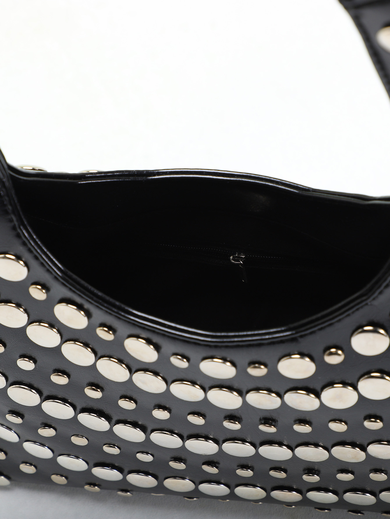 795g Weight Polyester Lining Material Rivet Fashion Element Open Closure Type Single Shoulder Strap Strap Type Shoulder Bag Bags Type Casual, Shopping Occasion Pu Leather Material Solid Color Pattern All Seasons Season Women's Gender Streetwear Style Dumpling Shape Shape Women's Pu Leather Solid Color Streetwear Rivet Dumpling Shape Open Shoulder Bag 8