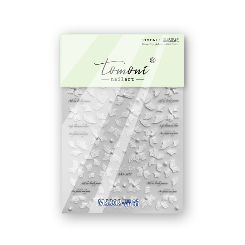 Pegatinas de uñas de diamante de cristal tomoni sin pérdida de cooperación pegatinas de uñas japonesas al por mayor blanco y negro Rosa MS300