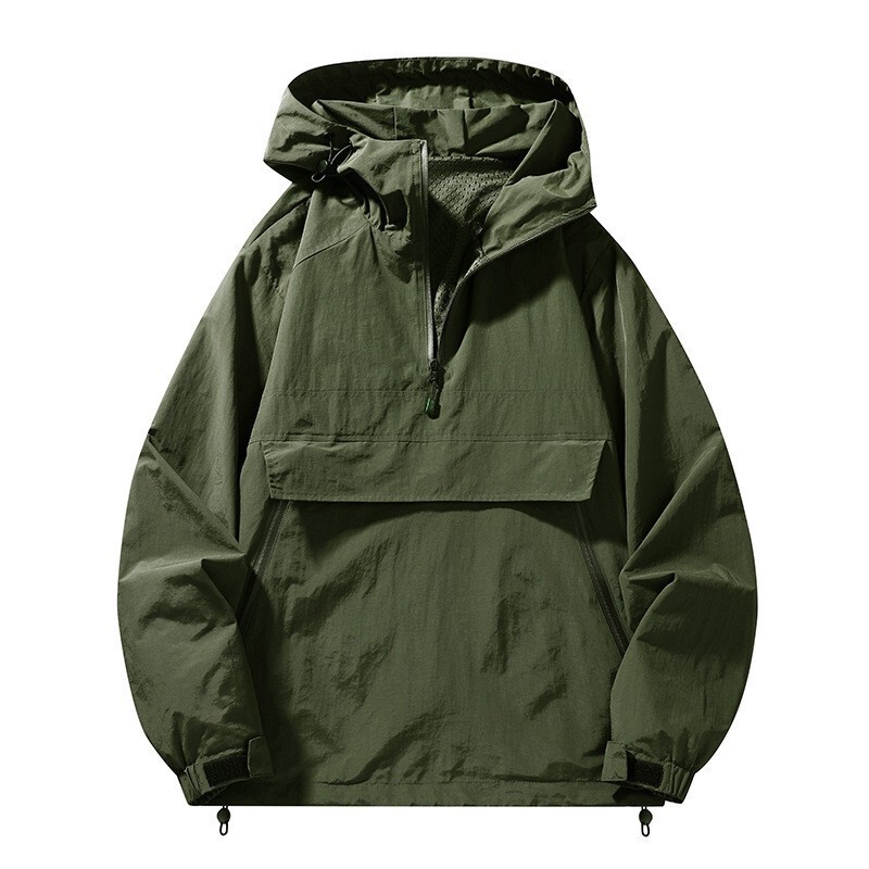 Cross-Border European Size Workwear Hooded Jacket for Men, Loose Fit, Large Size, Half-Zip Casual Jacket, Men's Spring and Autumn Style Cross-Border European Size Workwear Hooded Jacket for Men, Loose Fit, Large Size, Half-Zip Casual Jacket, Men's Spring and Autumn Style