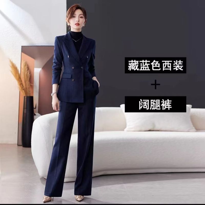 西装套装女外套新款格子质感厚款正装休闲职业装套裤秋冬装|undefined
