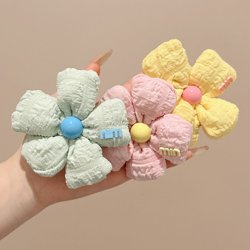 Dulce flor perla cuerda para el cabello mujer alta sensación bola cuerda para la cabeza cuerda simple temperamento salvaje cola de caballo anillo para el cabello tocado