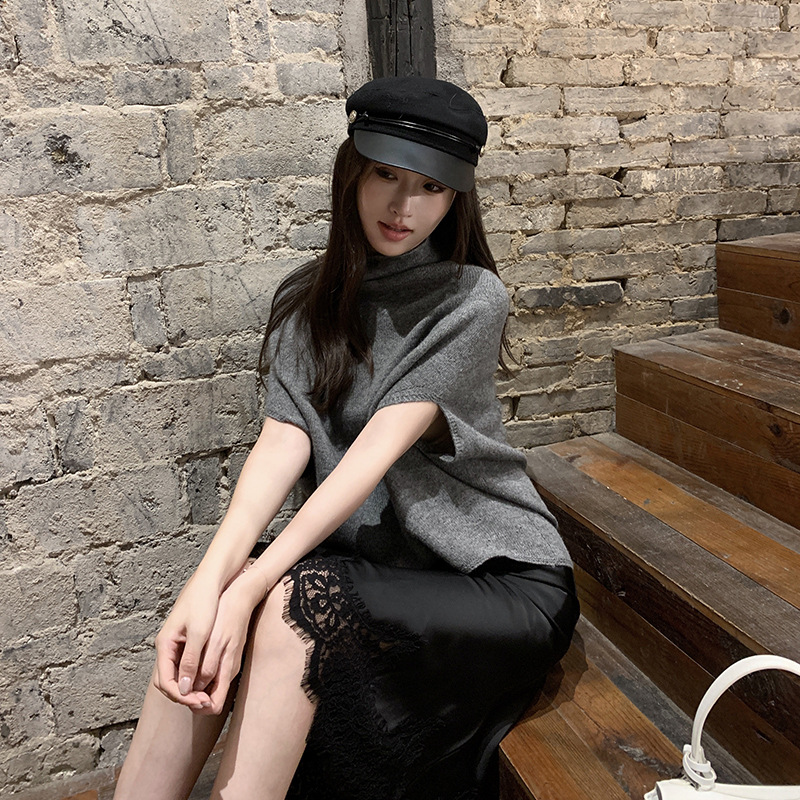 HONG SHIRT MANHATTAN 2024 새로운 부자 여성 탑 우아한 의식 니트 외부 목도리 판초 풀오버