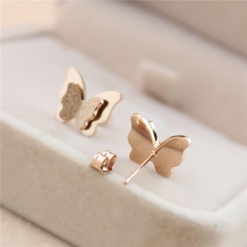 Fashion Simple Style Butterfly Titanium Steel Plating Butterfly Earrings display picture 3
