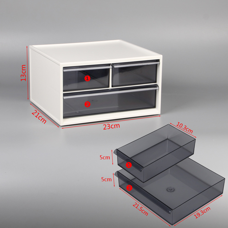 2 layer 3 drawers white