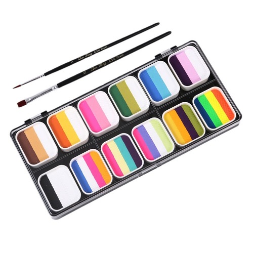 Cross-border hot selling 12-color rainbow strip palette body painting pigments washable stage makeup painting paste