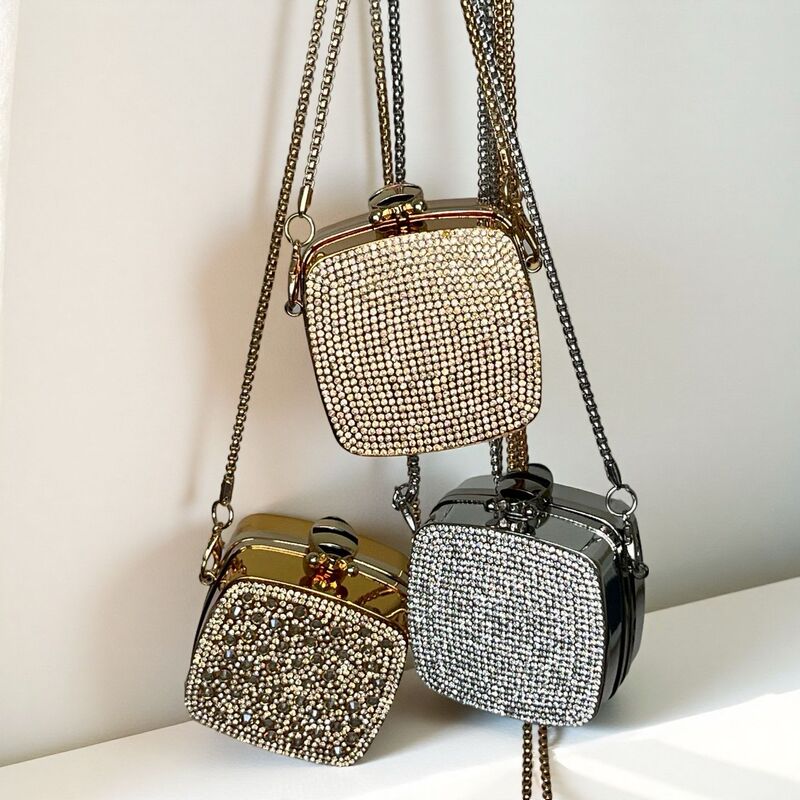 Cross-Border New Summer Acrylic Crossbody Bag Women's Fashion Personality Mini Flash Diamond Bag Coin Earphone Box