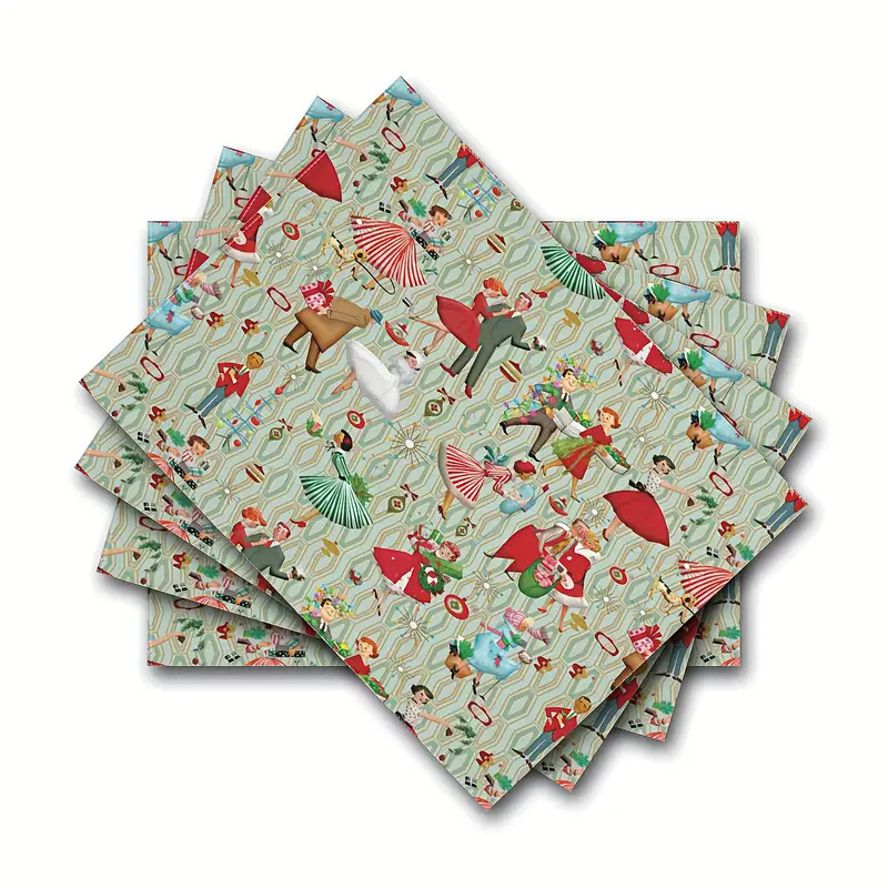 Transfronterizos lino almohadilla de mesa Aliexpress TEMU Amazon almohadilla de mesa cuadrada búfalo rojo almohadilla de Navidad Día de la Independencia