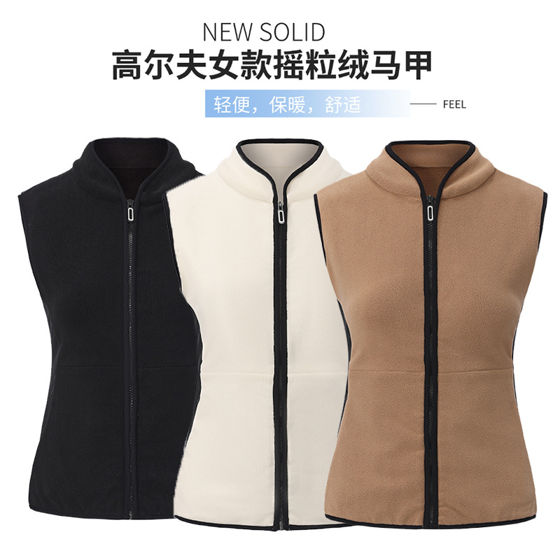 Golf Vest Women's New Clothes Autumn and Winter Outer Wear High-End Korean Golf Polar Fleece Zipper Jacket