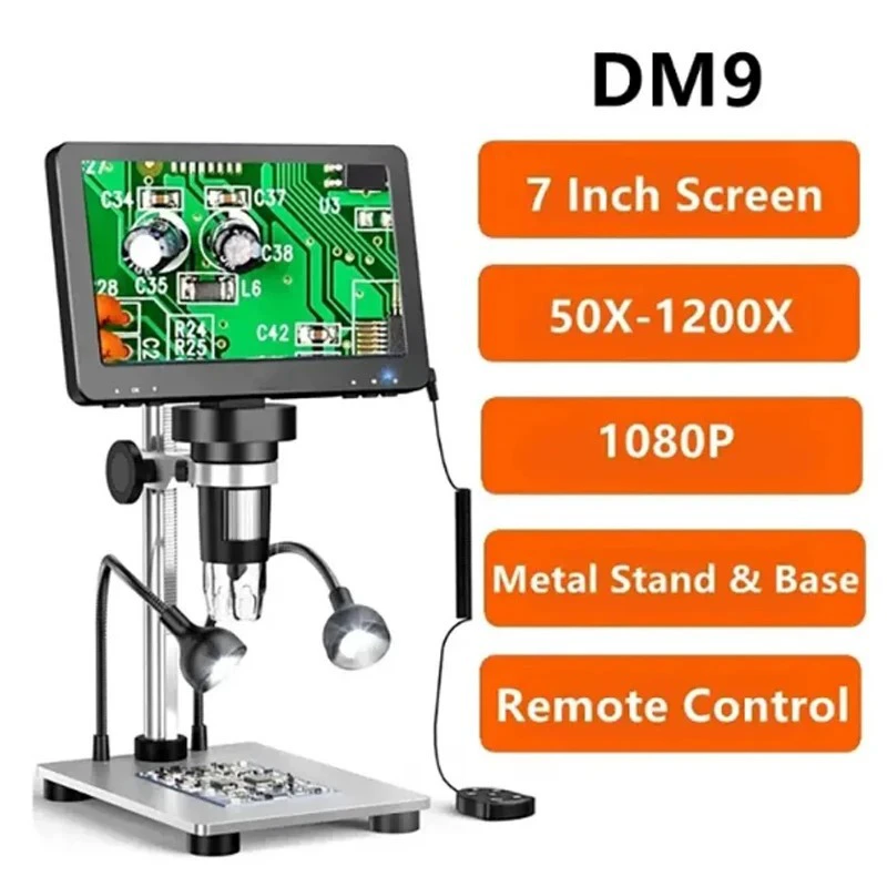 Готовый к заводу электронный микроскоп высокой четкости DM9 с экраном 7inch и большим количеством и хорошей ценой можно подключить к компьютеру для цифрового микроскопического измерения.