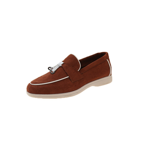 Cross-border large size loafers for women  autumn new slip-on slip-ons retro breathable beanies flat shoes