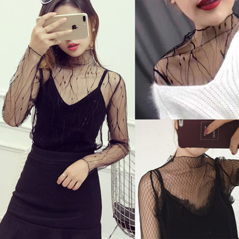 Mesh Shirt See-Through Mesh Base Shirt for Women Long Sleeve 2026 Summer Fishnet New Lace Inner Wear Mesh Sexy Free Shipping