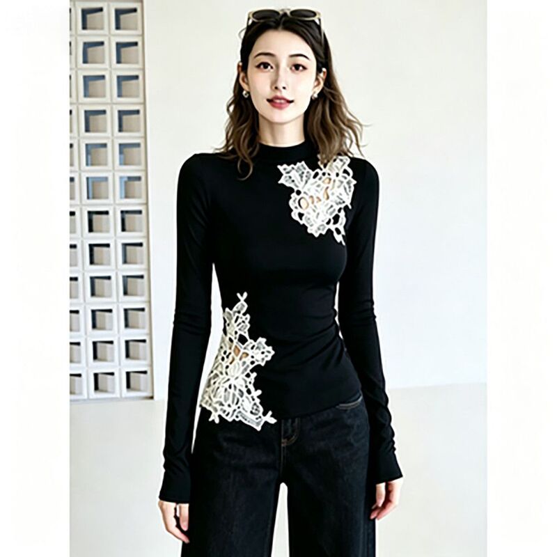 [Long and short sleeves] New Chinese-style early autumn collection: stylish and versatile lace long and short-sleeved T-shirts and tops