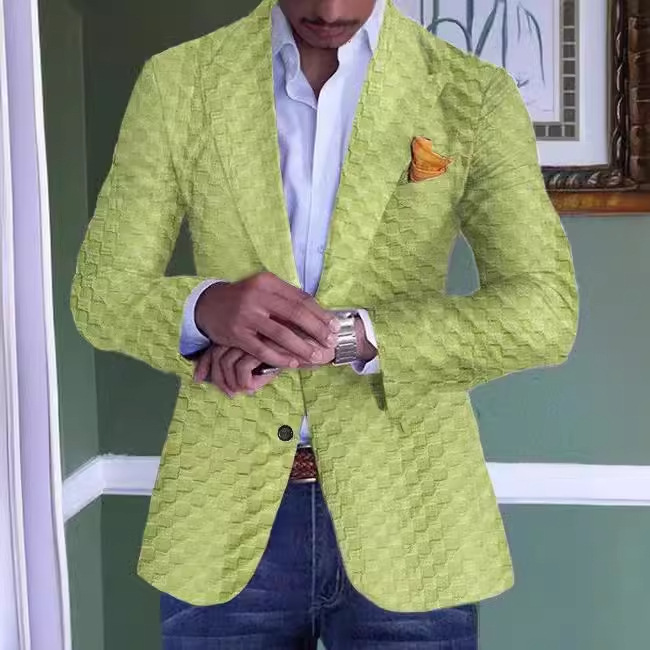 Traje casual a cuadros transfronterizo de los hombres ligero negocio plaid impreso chaqueta de los hombres fuente fábrica al por mayor amazon