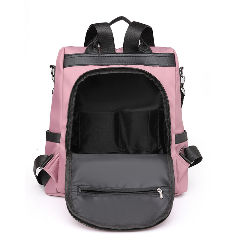 Venta al por mayor transfronteriza 2023 nueva mochila antirrobo de nailon casual moda femenina color de contraste bolsa de viaje al aire libre de doble uso