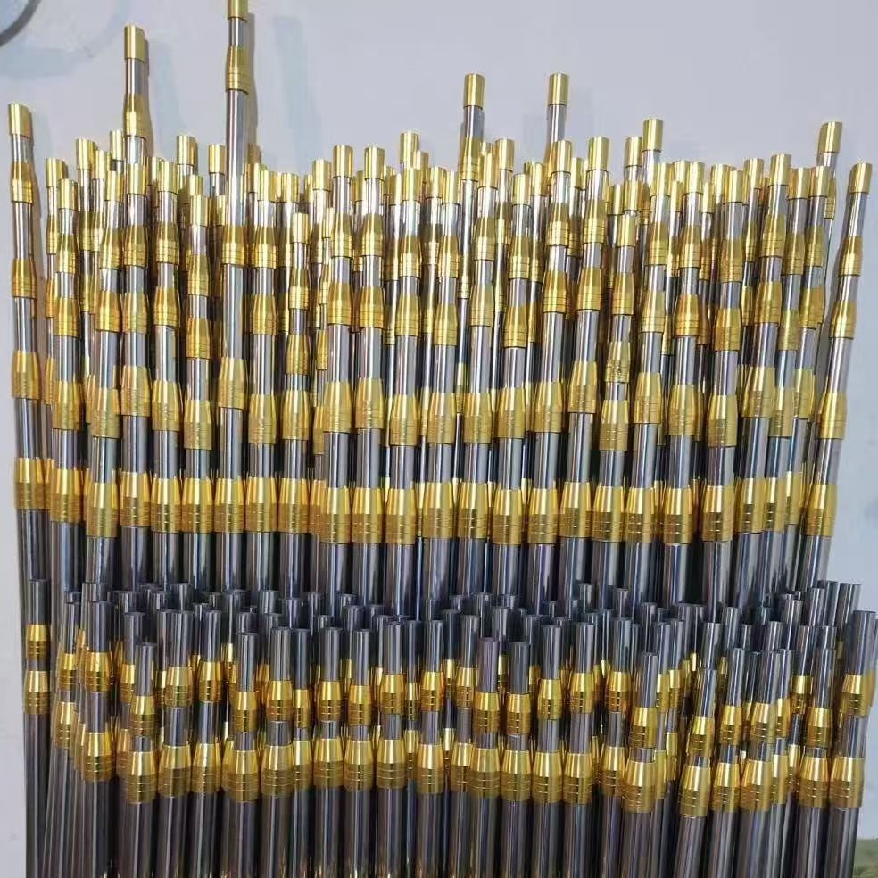 不锈钢抄网杆压花可伸缩鱼叉杆摘果竿1.5-10米抄网可定位大物抄网