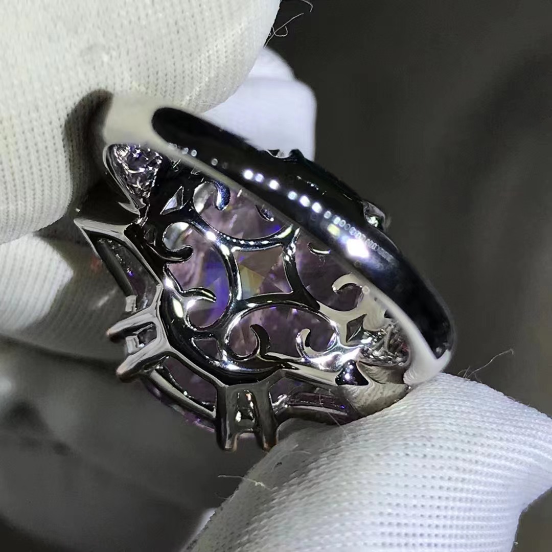 Gao Ding lujo 10 quilates moissanite anillo de cinco capas espesado galvanizado S925 incrustaciones de plata importado Diamante de alto carbono