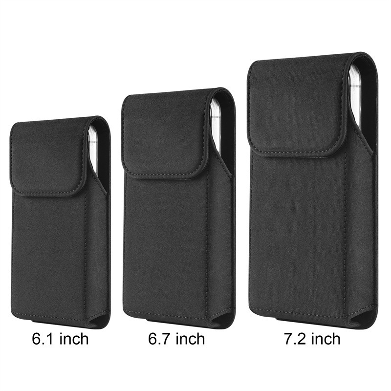 For Apple Samsung Huawei Mobile Phone Waist Hanging Bag Universal 7.2 Inch Waterproof Nylon Vertical Waist Bag Protective Cover