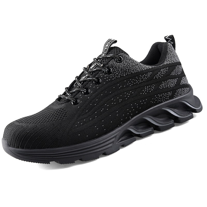 Verano transfronterizo anti-aplastante puntera de acero zapatos de protección laboral de los hombres zapatos de trabajo ligeros ZAPATOS DE TRABAJO transpirable Flyknit deportes sitio de construcción zapatos de protección