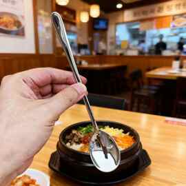 高颜值304不锈钢韩式长柄叉吃饭韩式拌饭勺喝汤勺家用餐厅甜品叉