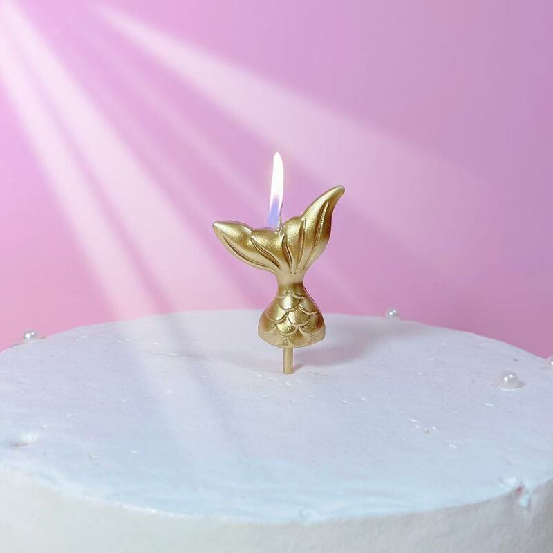 金メッキの誕生日ケーキキャンドル漫画マーメイド誕生日キャンドルピンククリエイティブ子供のロマンチックなインプレミアム|undefined