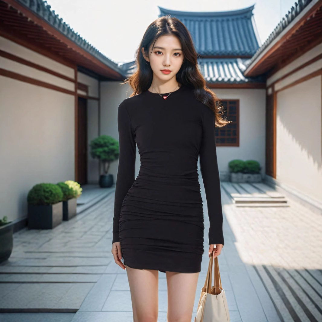 Elegant black autumn dress