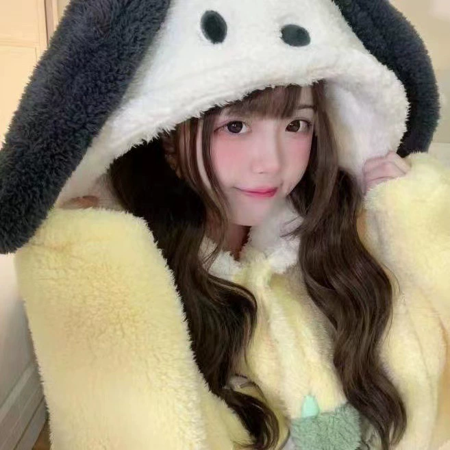 Оптовая продажа коралловый бархат пижама осенний и зимний повседневный набор пижамы женщина боится собаки халат толстый халат домашняя одежда