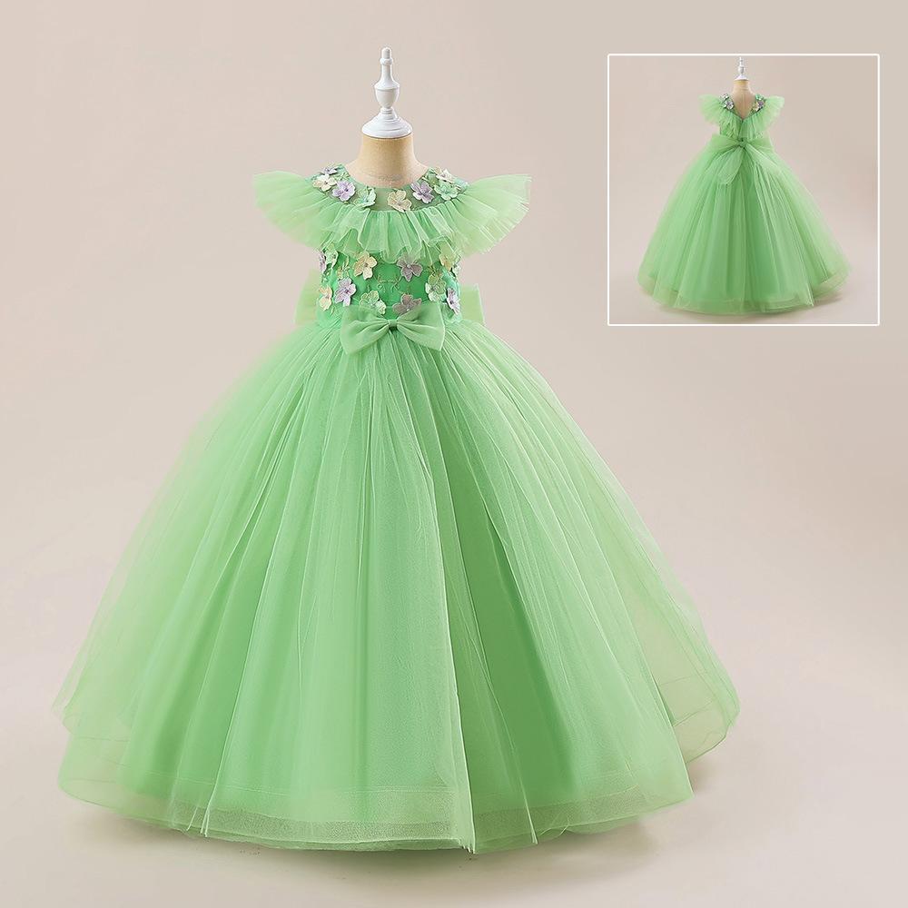 Vestido de noche para niños vestido de princesa para niñas sin mangas de cintura alta niña host piano vestido de rendimiento entrega al por mayor