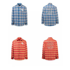 GOODBRAND SS25最新珍珠标语时尚轻奢高级感格纹长袖衬衫情侣款