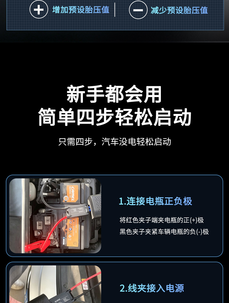 New model car air pump with emergency power supply and multi-functional vehicle-mounted backup smart air pump