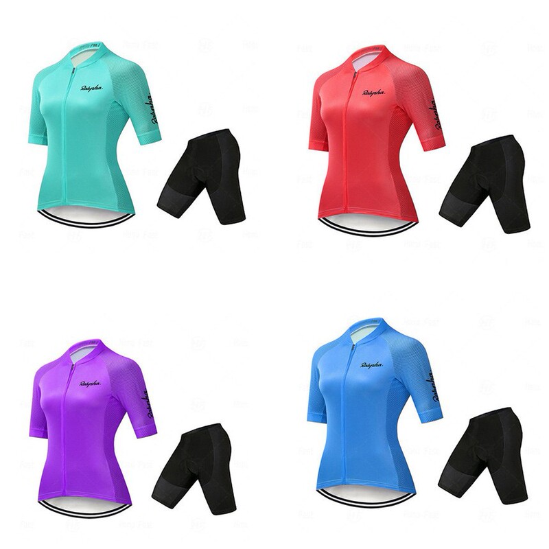 Cross-border New RAPHA Women's Short-sleeved Riding Suit suit Top Strap Shorts Summer Road Bike Shirt