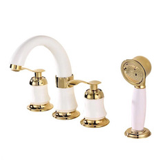 歐式雙把三孔分體面盆水龍頭冷熱 衛浴洗臉盆台盆龍頭三件套四孔